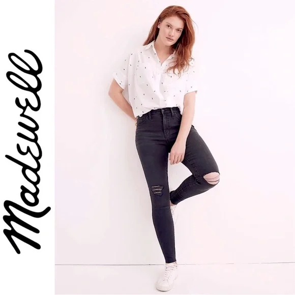 Madewell 9” High Rise Skinny Jeans in Black Sea - Picture 3 of 9